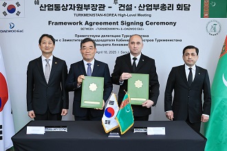 한-투르크메니스탄 고위급 회담: 인산 비료플랜트 기본합의서 서명