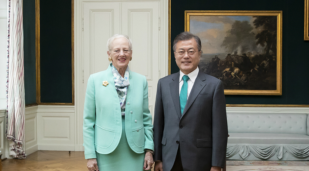 문재인 대통령과 마그레테 덴마크 여왕이 만났다.